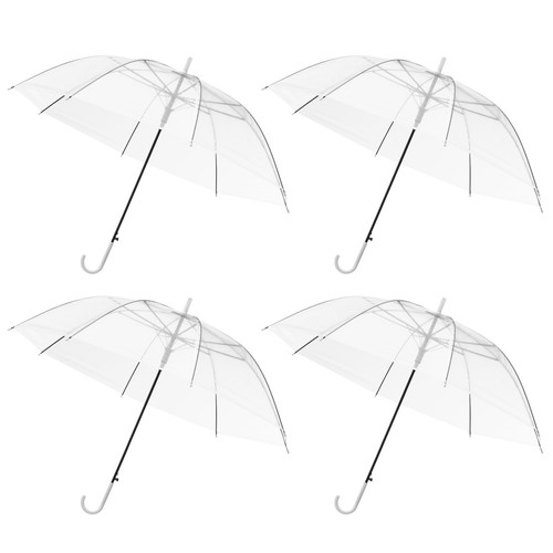 4X Clear Dome See Through Umbrella Walking Brolly,White Handle Ladies Men