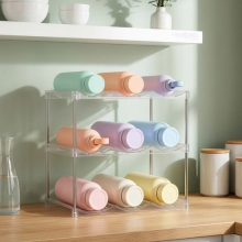 3 Tier Stackable Water Bottle Organizer Holder Plastic Rack for Kitchen Counter