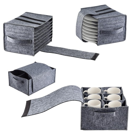 Camping Dinnerware Storage Bag Plate Cup Storage Set Felt Caravan Plate Holder
