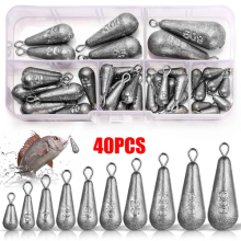 Fishing Weights Drop Shot With Swivel Set 40 Pack All Size Lead 3.5g-50g Kit