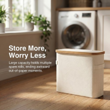 Toilet Roll Storage Basket with Lid, Bamboo Toilet Roll Holder Stand