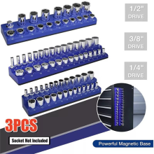 3Pcs Magnetic Socket Organizer Holder Storage Set 1/4" 3/8" & 1/2" Drive Metric