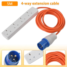 5M Caravan Camping Mobile Mains Electric Hookup Extension Lead Cable 4 Way Gang