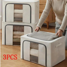 3PCS Clothes Storage Bags Zipped Organizer Underbed Wardrobe Cube Boxes Closet