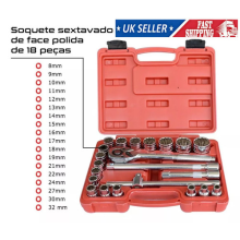 22PCS Socket Set Kit Mechanics Tool Ratchet Wrench Car Repair Tools W/ Case UK