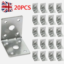 20Pcs Metal Reinforced Brackets Heavy Duty Galvanised Corner Brackets L Shape UK