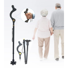 Foldable Walking Stick Folding Elder Posture Straight Cane Adjustable Height UK