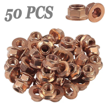 50Pcs M8 Copper Flashed Exhaust Manifold Nut 8mm Nuts Set High Temperature Nuts