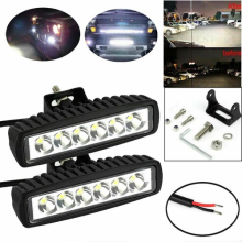 2Pcs 18W LED Work Light Car Flood Lamp Bulb Bar Reversing For SUV Off Road Jeep
