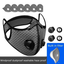 Sports Face Mask With Filter Outdoor or Indoor Use Black Washable Reusable