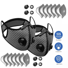 2x Reusable Half Face Cover Respirator Mask W/ Filter Sports Worksite Facepiece
