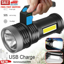USB Rechargeable LED Hand Flashlight Searchlight Torch Work Light Spotlight Lamp