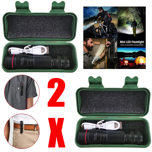 2 Pack Super Bright LED Flashlight Zoomable 3 Modes Outdoor Camping Torch Lamp