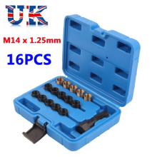 16Pcs Spark Plug Re-thread Repair Tap Tool M14 x 1.25mm Thread Reamer Insert Kit