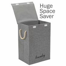 Laundry Basket Folding Bin Bag Hamper With Lid 72L Dirty Washing Clothes Storage