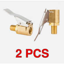 2 x Tyre Valve Air Chuck Inflator Pump Connector Adapter Brass Clip on Car 8mm