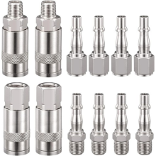 12PCS Euro Air Line Hose Fitting Connector Quick Release 1/4'' BSP Male Female