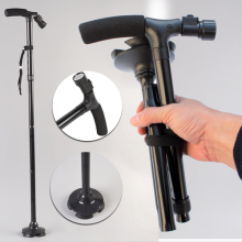 Folding Walking Stick Cane With LED Light Height Adjustable Free Standing Cane
