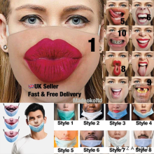 Printed Funny Face Mask (LESS) Breathable Washable Mouth Protection Reusable UK