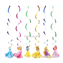 Disney Princesses Theme Happy Birthday Party Hanging Swirl Banner Decorations X6