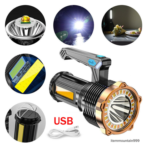 Powered COB Side USB Rechargeable LED Flashlight TorchHigh Super Bright Lamp  UK