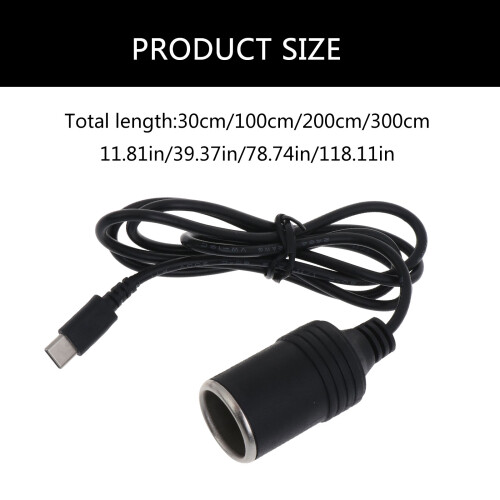 Allume-cigare USB Type C à 12V, câble adaptateur-1m 2