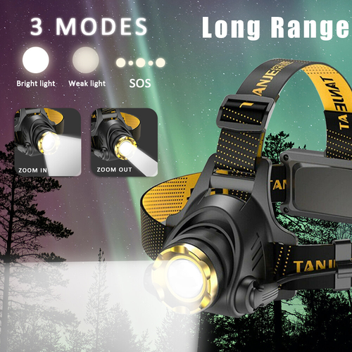 USB Rechargeable LED Headlamp 1200000LM 3 Modes Head Torch Zoomable Headlight