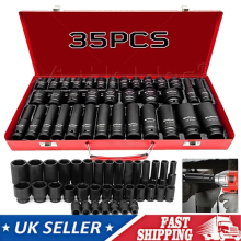 35Pcs Heavy Duty Deep Impact Socket Set 1/2" Drive 6 Point Thin Wall 8MM - 32MM
