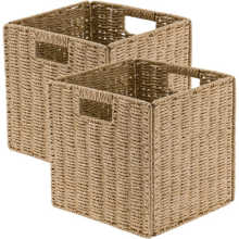 Set of 2 Storage Baskets Foldable Cube Storage Baskets Bins with Handles NEW