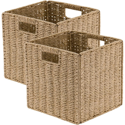 Set of 2 Storage Baskets Foldable Cube Storage Baskets Bins with Handles NEW