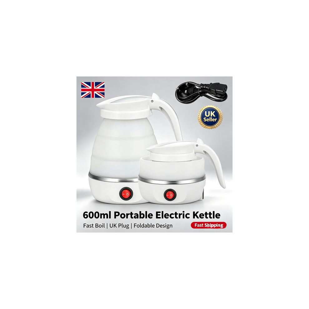 600ML Foldable Electric Kettle Portable Camping Kettle Travel Kettle Silicone UK