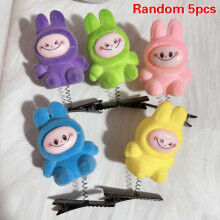 5Pcs New Hair Clips 3D Labubu Spring Hair Clips Cartoon Plush Hairpins DIY Duckbill Clip Headwear Children's Hair Accessories