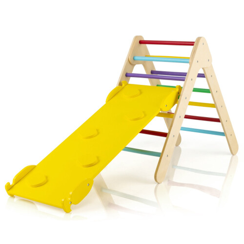 Wooden Climbing Triangle Set, 3-in-1 Slide Ramp 1