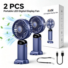 2X Mini Handheld Fan Portable Fold Desk Cooler Cooling USB Rechargeable 4000mAh