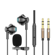 Metal Clip-On Lavalier Microphone with Dual Adapters