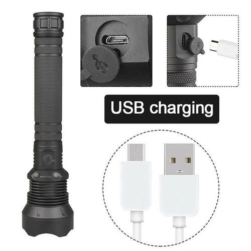 Tactical LED USB Rechargeable Super Bright Zoomable Torch Flashlight Lamp Bright