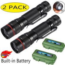 2PCS Mini LED Flashlight Small Torch Pocket Light With Clip Hand Flashlight BOX