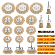 18x Hex Shank Wire Wheel Cup Brush Drill Set Metal Rust Paint Removal Polishing