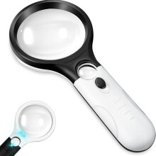 Magnifying Glass with Light, Portable Dual Lens 10X-30X, Lightweight 3-LED Magnifier for Reading by Seniors an