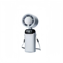 Small Portable USB Handheld Rechargeable Fan with 5 Speeds and LED Display for Home Office Bedroom Travel Whit