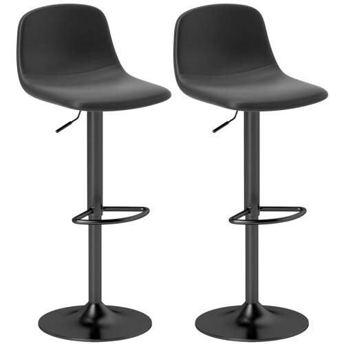 Lot de 2 tabourets de bar en similicuir avec dossier, noirs 1