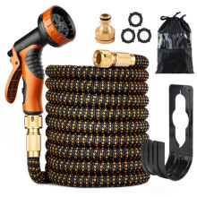 Tubo da giardino estensibile da 15 m con adattatori da 1/2 pollice e 3/4 di pollice, 10 modalità di irrigazione, lattice a triplo strat