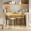 Ensemble de 2 tabourets de bar en bois avec dossier, marron clair 4