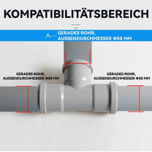 Διπλή καμπύλη 87 DN50, σύνδεσμος σωλήνα 50 mm, αποχέτευση & λύματα – με στεγαν 2