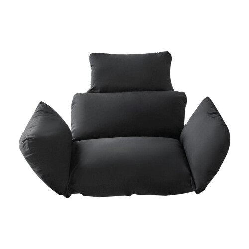 Egg Chair Cushion with Headrest Black Waterproof 2