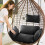 Egg Chair Cushion with Headrest Black Waterproof 8