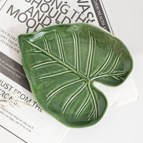 Leaf Ceramic Spoon Rest, Keeps Counters Clean, for Stove Top and Kitchen Counter, Decorative Green Spoon Holder 2