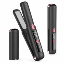 Trådløs mini-hårglattejern 2 i 1 krøllejern og glattejern, USB-genopladelig med 4500mAh batteri, 6 temperaturindstillinger, keramisk bel
