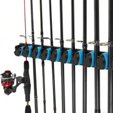 Fiskestangholder, veggfeste, 9 spor, for 3–19 mm stenger, vertikal, plassbesparende, for garasje og kjeller, stabil oppbevaring