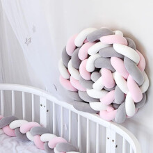 Welikera Braided Bed Snake 200cm Nest Braid - Ochraniacz do łóżeczka dziecięcego, długi, z zabezpieczeniem przed przeciągami, różowy